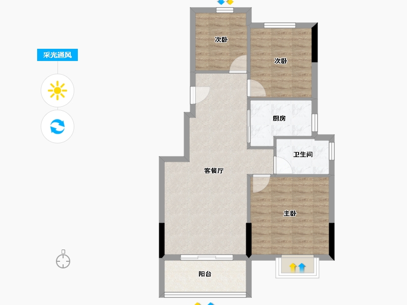 浙江省-宁波市-恒威·悦宾湾-72.79-户型库-采光通风