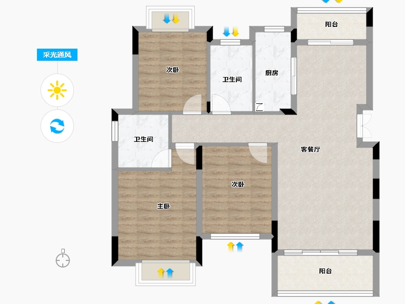 江西省-南昌市-春天里-95.90-户型库-采光通风