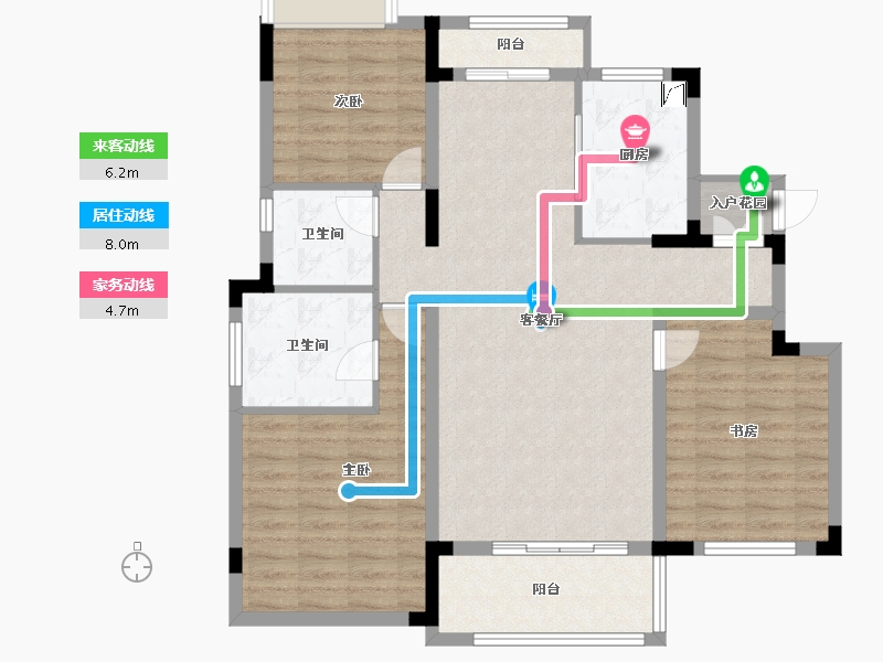 湖南省-长沙市-青竹湖曦园-104.01-户型库-动静线