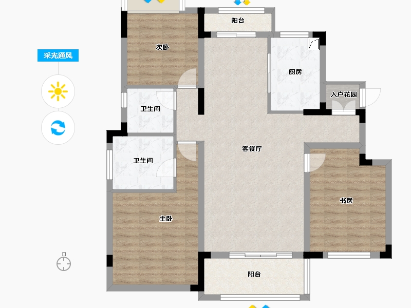 湖南省-长沙市-青竹湖曦园-104.01-户型库-采光通风