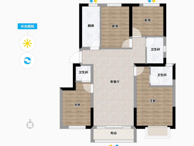 天津-天津市-中建·新丽壹号-84.56-户型库-采光通风