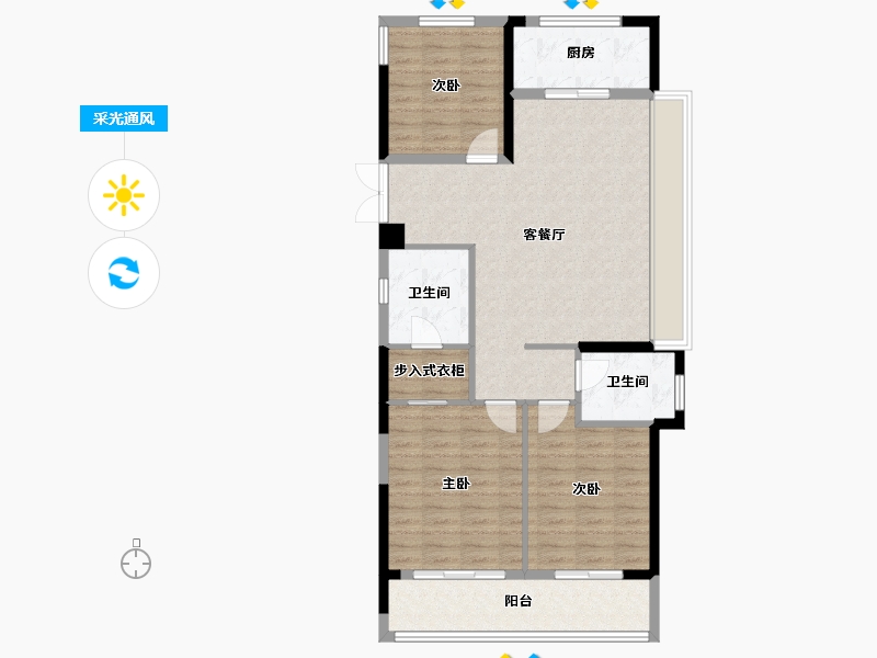 浙江省-温州市-新宏地十里风华-98.32-户型库-采光通风