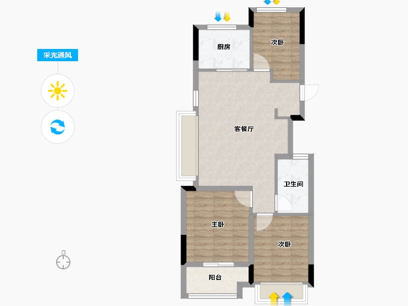 浙江省-宁波市-恒威·悦宾湾-68.00-户型库-采光通风