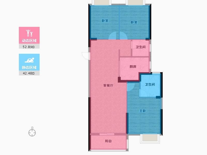 湖北省-武汉市-融创九坤璟宸时代-85.99-户型库-动静分区