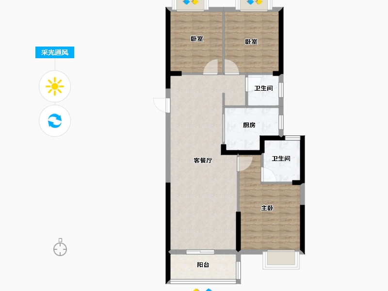 湖北省-武汉市-融创九坤璟宸时代-85.99-户型库-采光通风