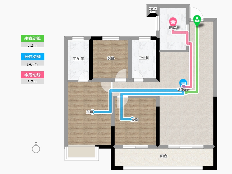 湖南省-长沙市-阳光城·翡丽云邸-84.01-户型库-动静线