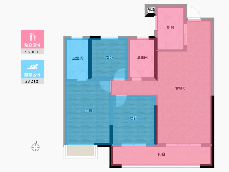 湖南省-长沙市-阳光城·翡丽云邸-84.01-户型库-动静分区