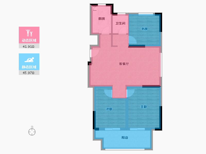 江苏省-常州市-晋陵和庭-78.40-户型库-动静分区