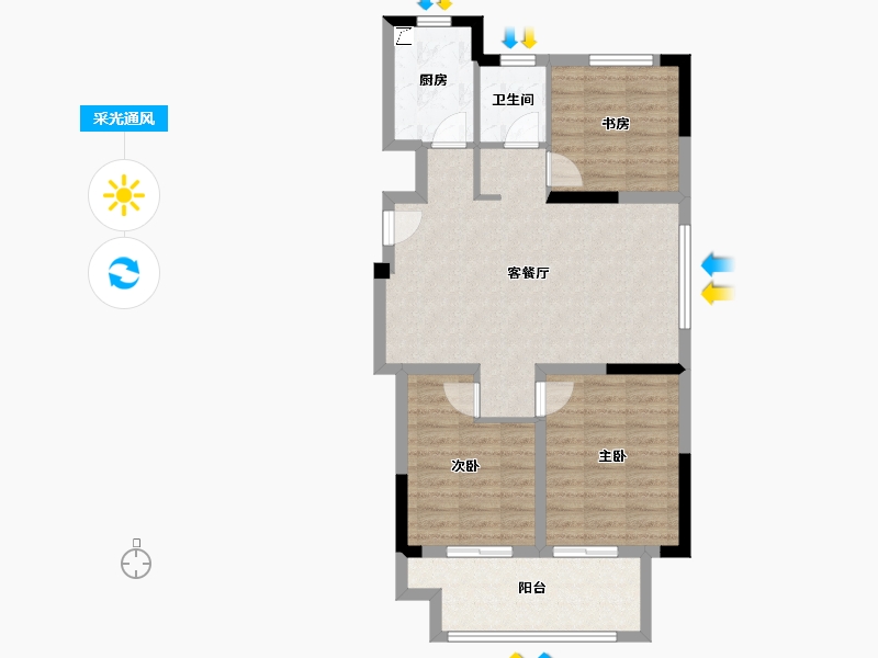 江苏省-常州市-晋陵和庭-78.40-户型库-采光通风