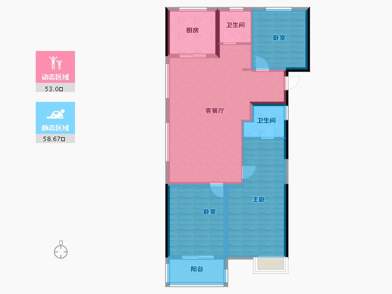 湖南省-长沙市-澳海望洲府-100.87-户型库-动静分区