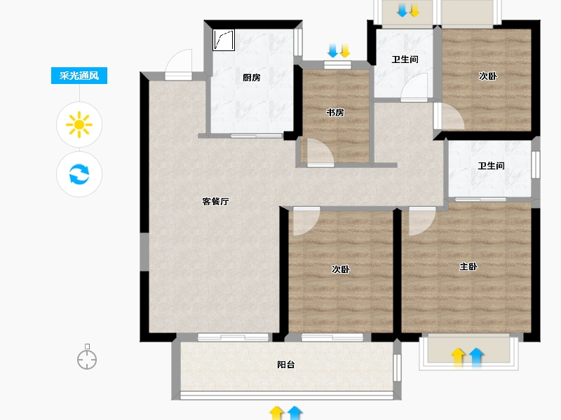 上海-上海市-万科·西郊都会-96.00-户型库-采光通风