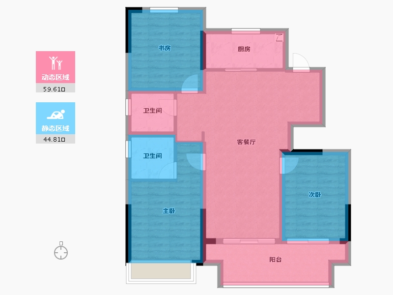 江苏省-常州市-晋陵和庭-93.60-户型库-动静分区