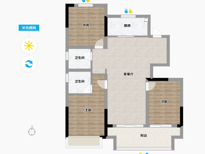 江苏省-常州市-晋陵和庭-93.60-户型库-采光通风