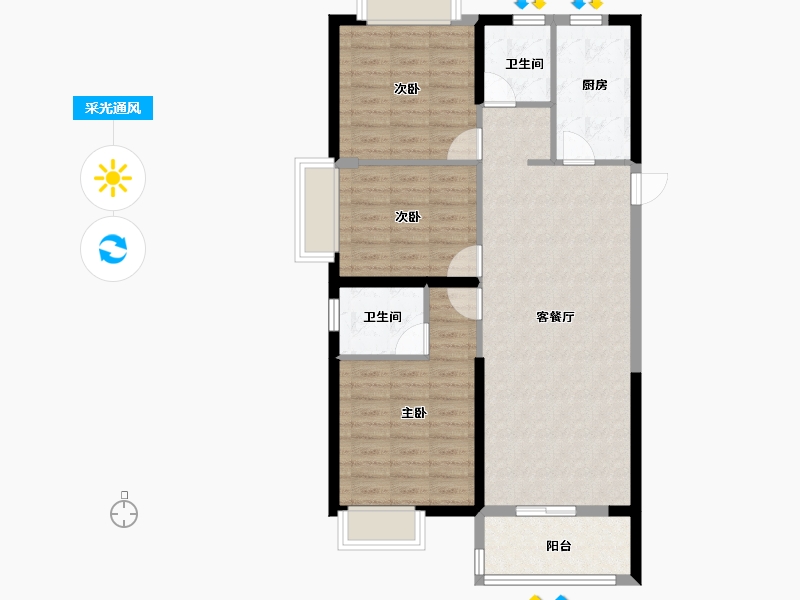 湖北省-武汉市-融创九坤璟宸时代-86.21-户型库-采光通风