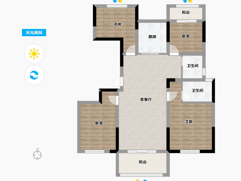 湖南省-长沙市-澳海望洲府-102.79-户型库-采光通风