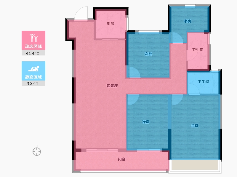 浙江省-温州市-新城瓯江湾-100.82-户型库-动静分区