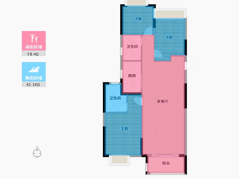 湖南省-长沙市-阳光城尚东湾-90.80-户型库-动静分区