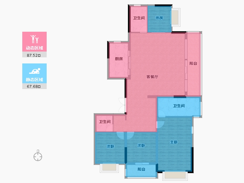 浙江省-宁波市-余姚锦山府-140.79-户型库-动静分区