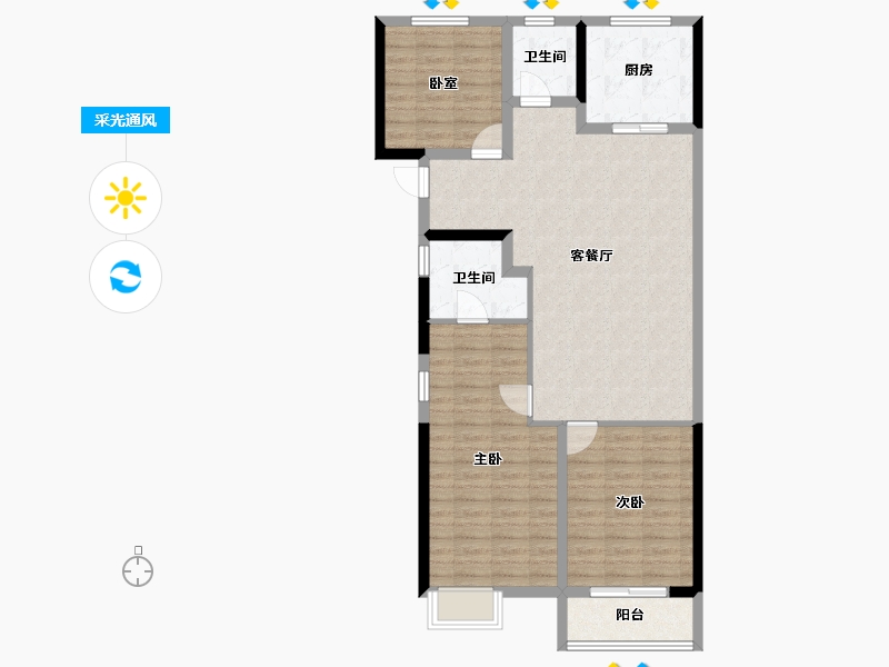 湖南省-长沙市-澳海望洲府-98.53-户型库-采光通风