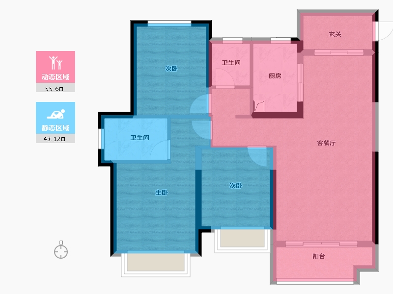 江西省-南昌市-红星中奥广场-87.97-户型库-动静分区