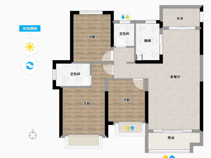 江西省-南昌市-红星中奥广场-87.97-户型库-采光通风