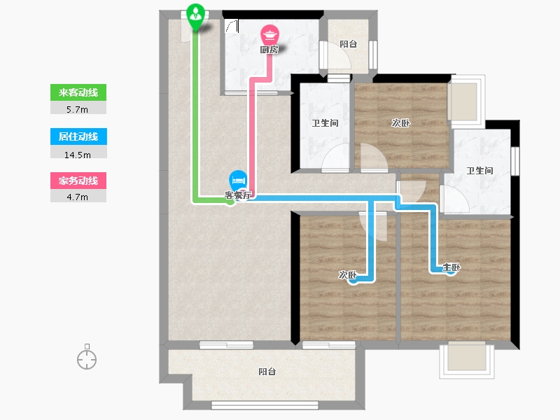 湖南省-长沙市-美的国宾府-81.74-户型库-动静线