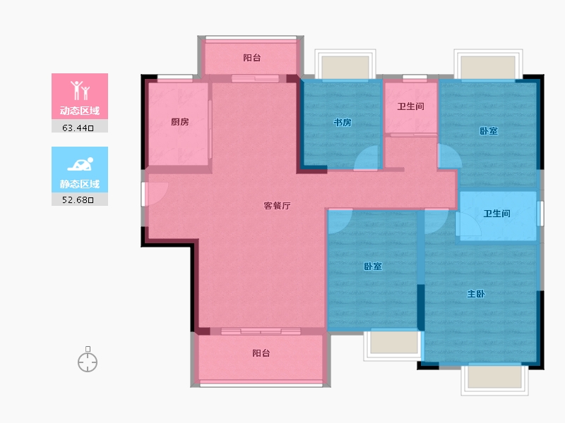 湖北省-武汉市-南益名悦华府-104.84-户型库-动静分区