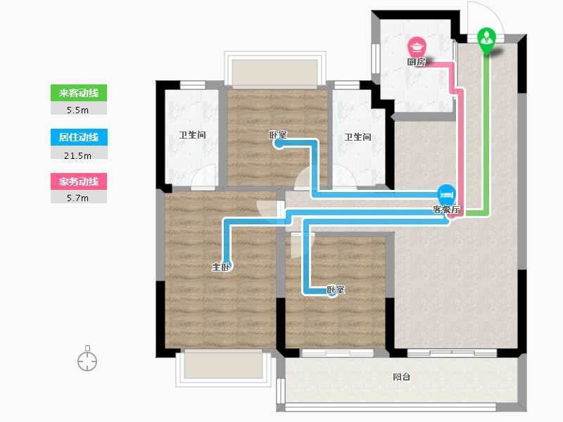 江苏省-苏州市-春江云锦-86.40-户型库-动静线