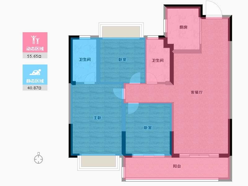 江苏省-苏州市-春江云锦-86.40-户型库-动静分区