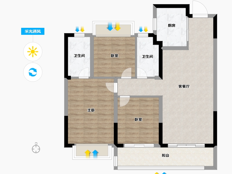 江苏省-苏州市-春江云锦-86.40-户型库-采光通风