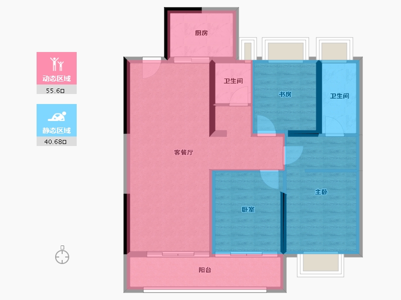 湖北省-武汉市-清能熙悦台-86.17-户型库-动静分区