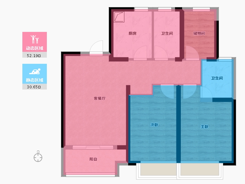 上海-上海市-金海壹品-72.80-户型库-动静分区