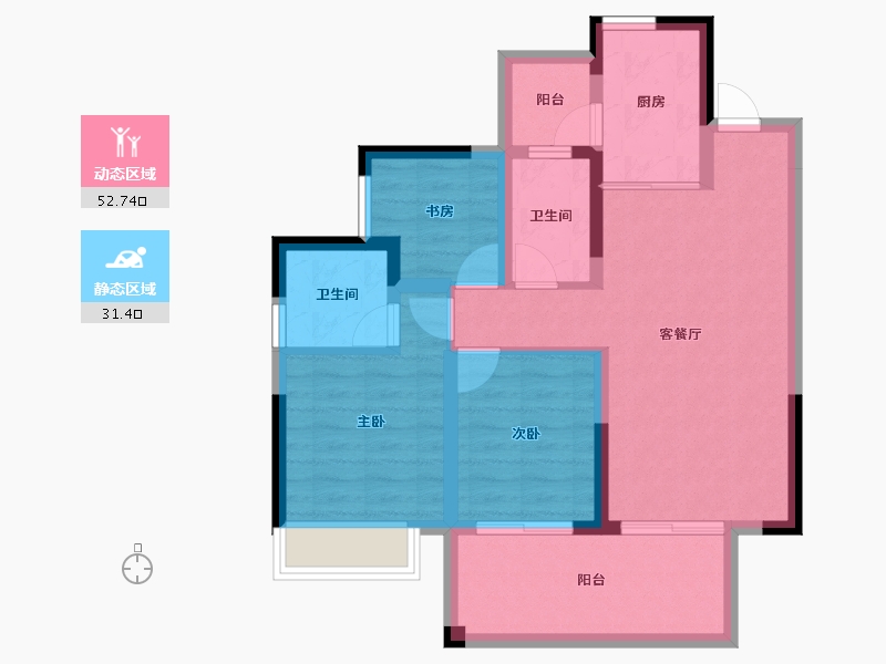 广西壮族自治区-南宁市-交投地产阳光100阿尔勒-74.27-户型库-动静分区