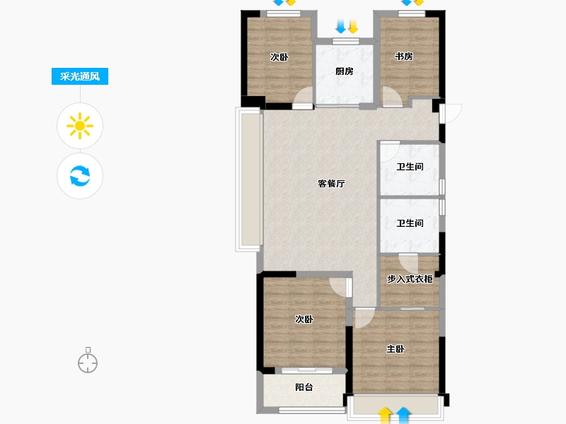 浙江省-温州市-众安顺源里-100.48-户型库-采光通风