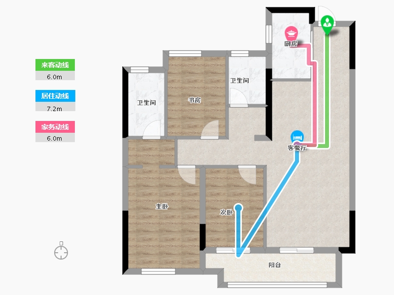 湖北省-武汉市-阳逻万达广场御江-87.20-户型库-动静线