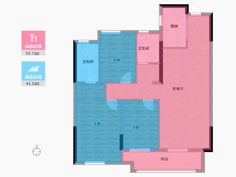 湖北省-武汉市-阳逻万达广场御江-87.20-户型库-动静分区