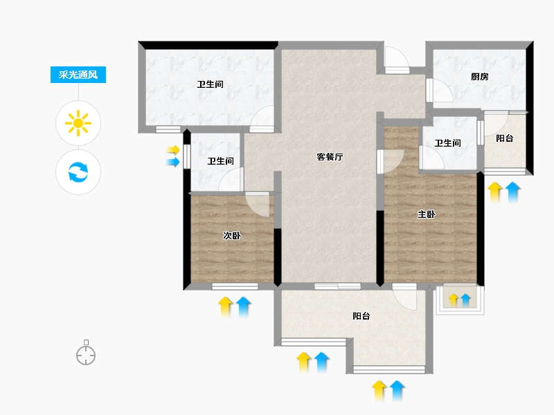 湖南省-长沙市-保利城-90.40-户型库-采光通风