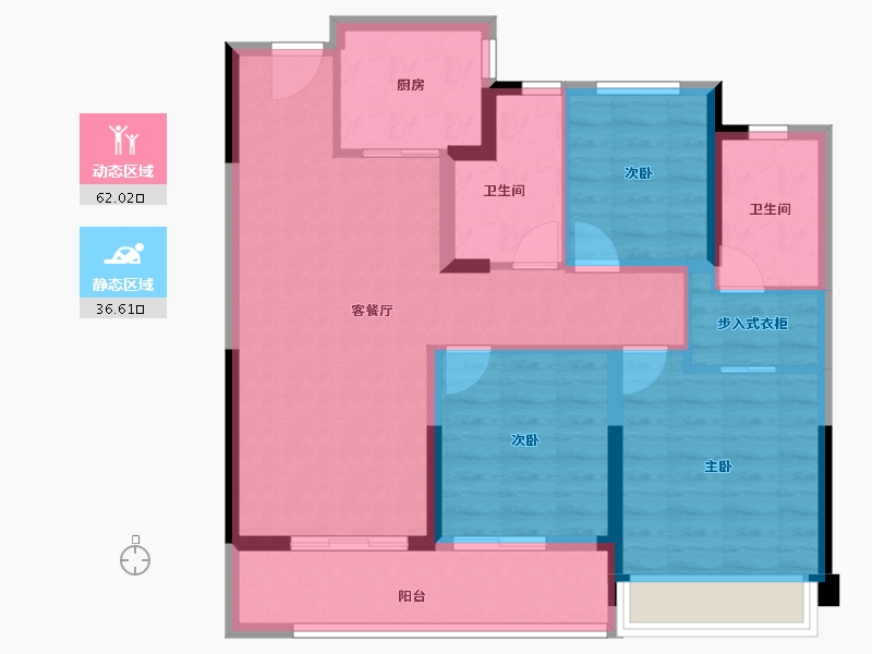 浙江省-温州市-德信新希望江屿云庄-87.92-户型库-动静分区