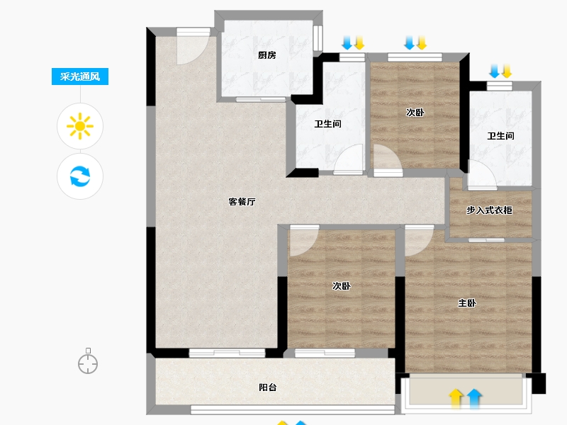 浙江省-温州市-德信新希望江屿云庄-87.92-户型库-采光通风