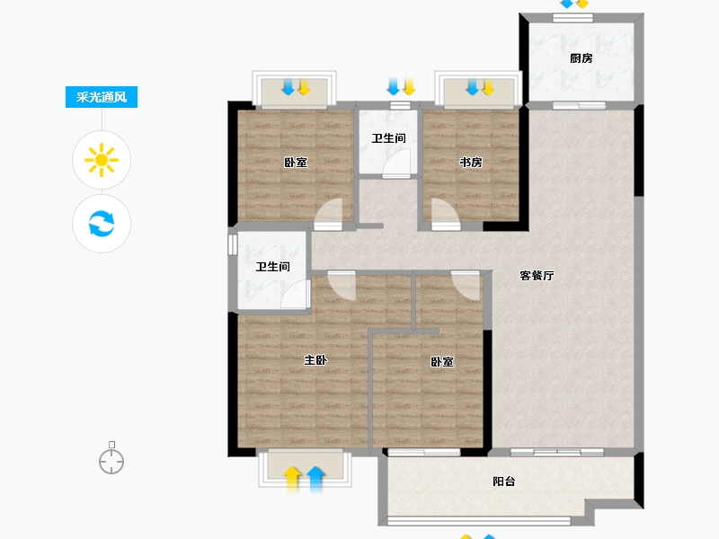 湖南省-长沙市-澳海望洲府-115.76-户型库-采光通风