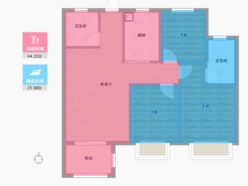 上海-上海市-绿地·铂晶舍-71.20-户型库-动静分区