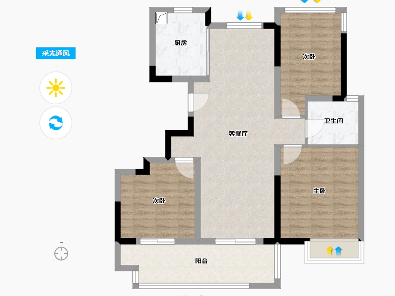 安徽省-合肥市-华盛和睦府-86.44-户型库-采光通风