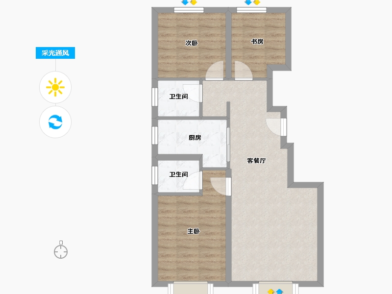 天津-天津市-津港城-65.37-户型库-采光通风