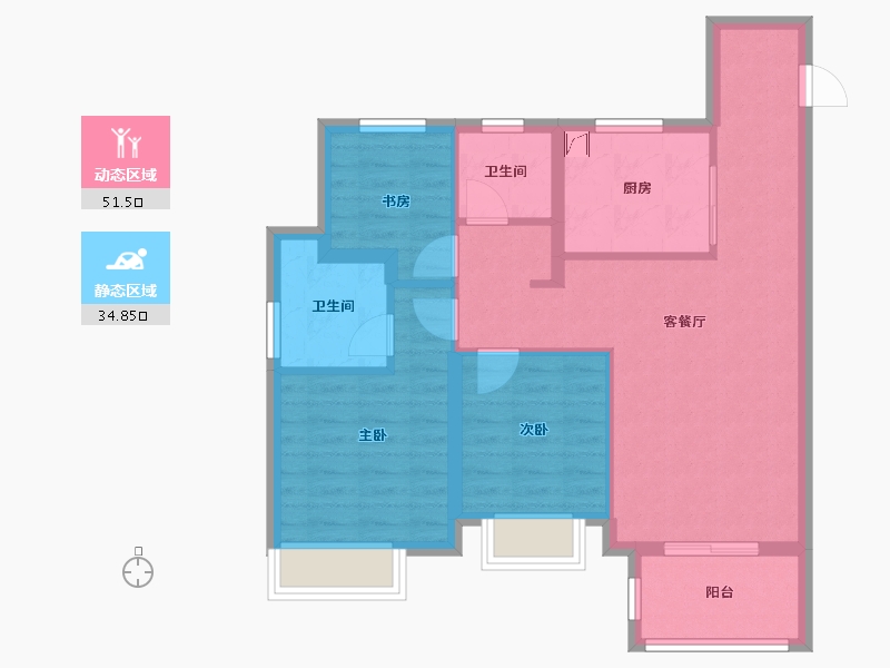 上海-上海市-绿地·铂晶舍-76.80-户型库-动静分区