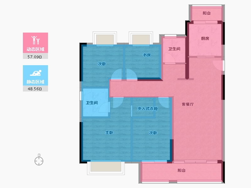 湖北省-武汉市-武汉诺德逸都-94.65-户型库-动静分区