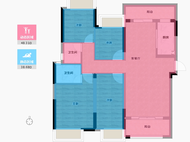 湖南省-长沙市-中交建发·松雅院-76.62-户型库-动静分区