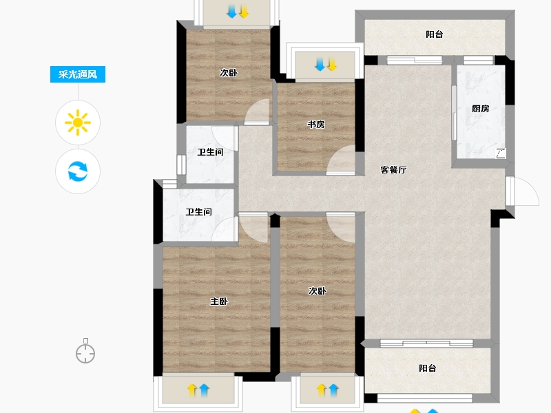 湖南省-长沙市-中交建发·松雅院-76.62-户型库-采光通风