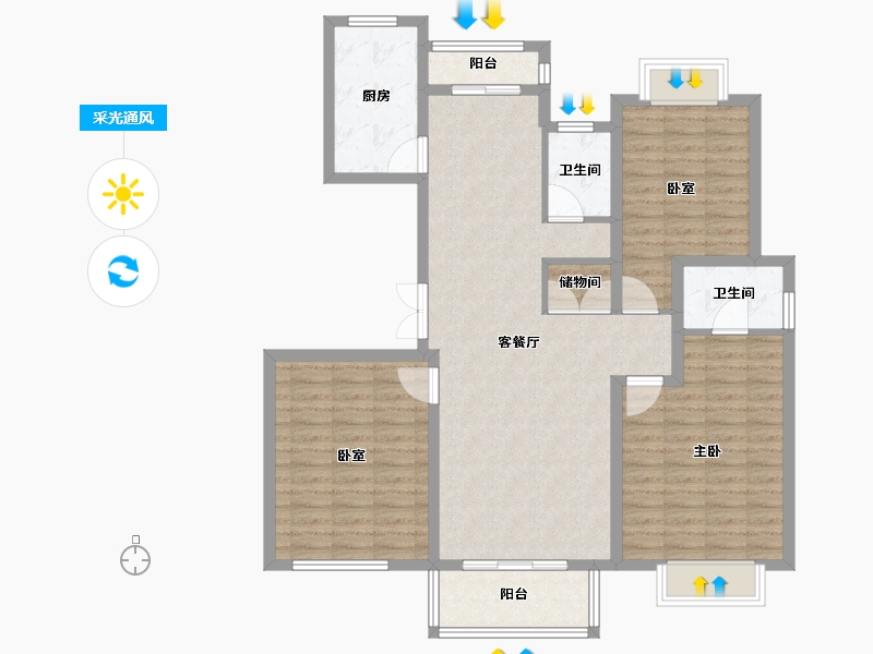 上海-上海市-正阳铂璟湾-112.00-户型库-采光通风