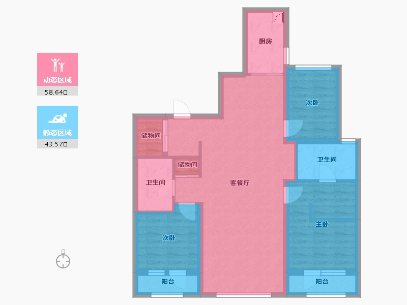 辽宁省-沈阳市-华润置地润樾府-90.44-户型库-动静分区