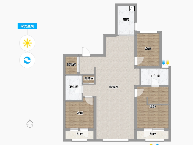 辽宁省-沈阳市-华润置地润樾府-90.44-户型库-采光通风